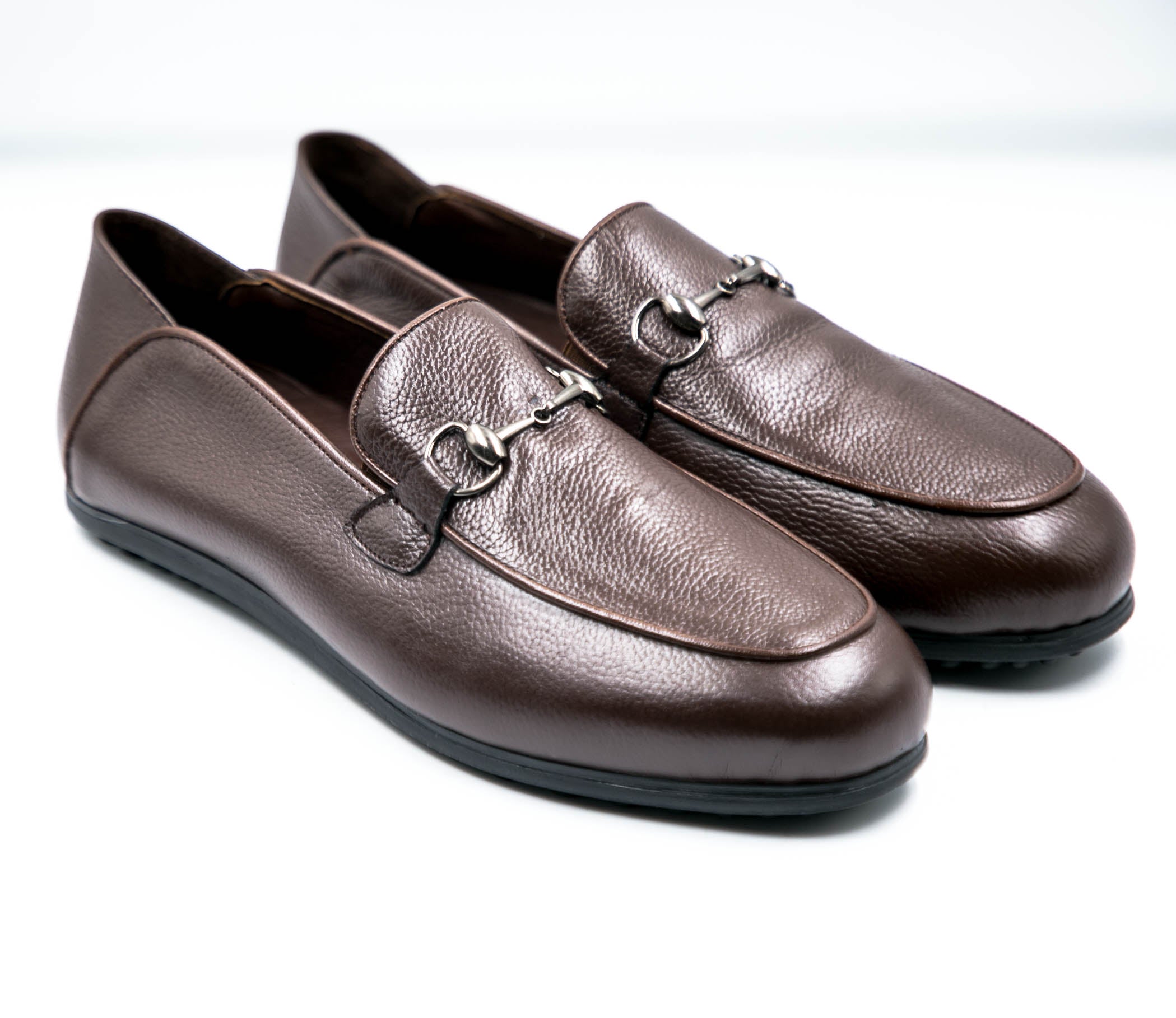 Mocassins Tout Cuir Grainé Prune CAREL - Taille 34 (EU) - Neufs Jamais Portés - Fait Main Italie