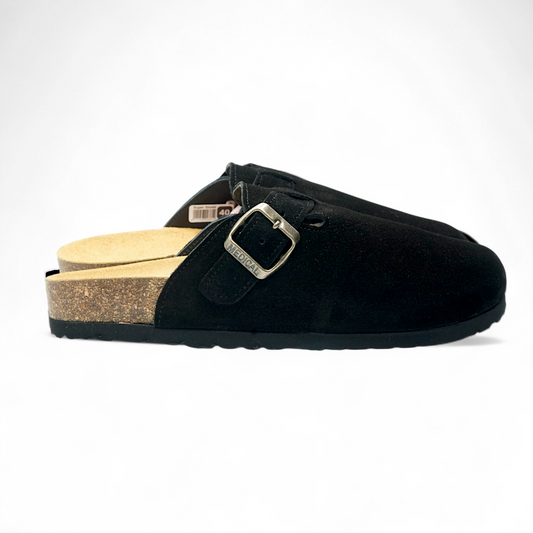 Mules sabot en daim doublure en cuir vachette